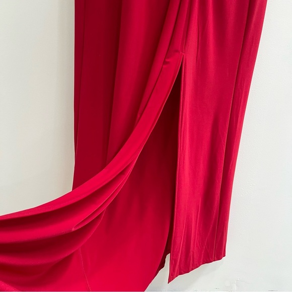 Alex Evenings Women's Red Long Knot Front Dress with Embellished Short Sleeve 18 - Picture 4 of 11